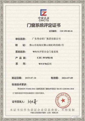 權威認證，品質卓越 | 廣東偉業集團系統門窗榮獲CZC中窗認證，彰顯專業承包實力